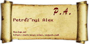 Petrányi Alex névjegykártya