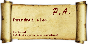 Petrányi Alex névjegykártya